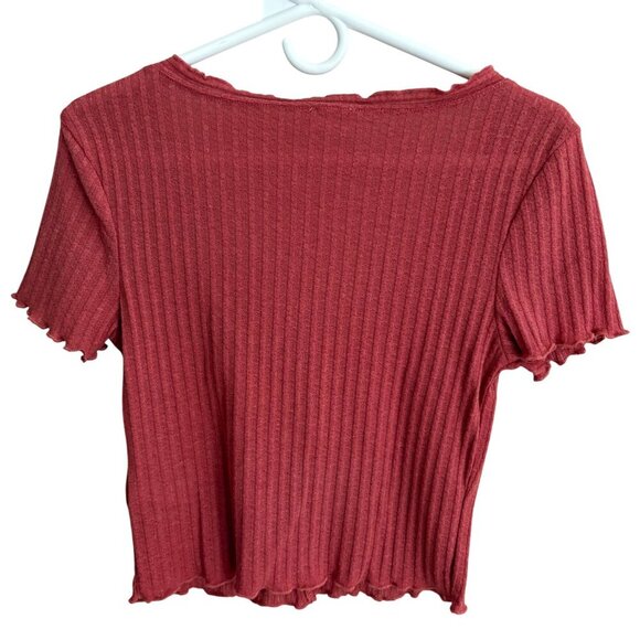 COTTON:ON Button Front Gauzey Ribbed Short Sleeve Cardi Tee in Red Size Small - Picture 7 of 10